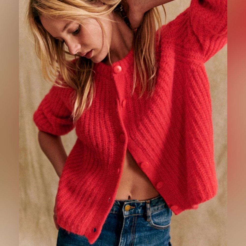 Sezane Emilie Cardigan in red